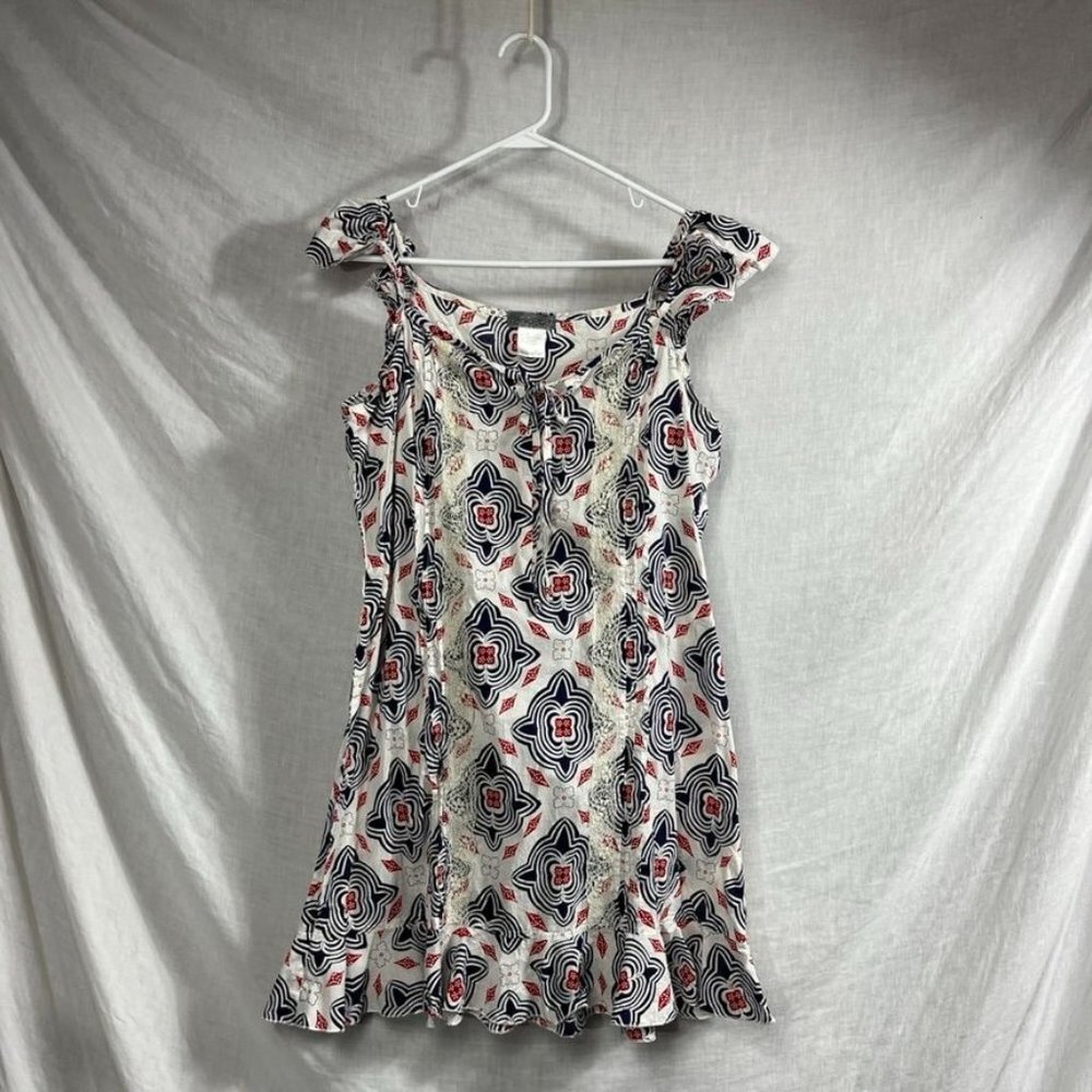 Fishbowl Lightweight Cotton Mini Dress Juniors Large Lace Trim Flutter Sleeves